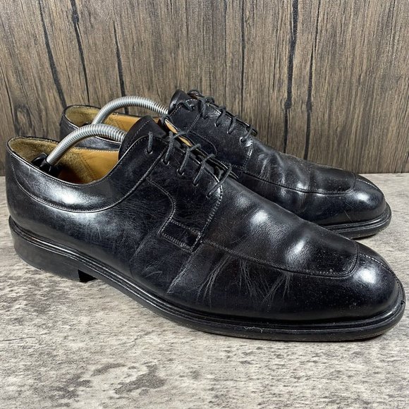 Mezlan Fiore Mens Leather Split Toe Derbys Size US 11.5 WIDE Black Made In Spain